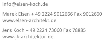 Elsen + Koch Architekten, Tel. Marek Elsen: +49 2224 9012666, Tel. Jens Koch: +49 2224 73060 - info@elsen-koch.de